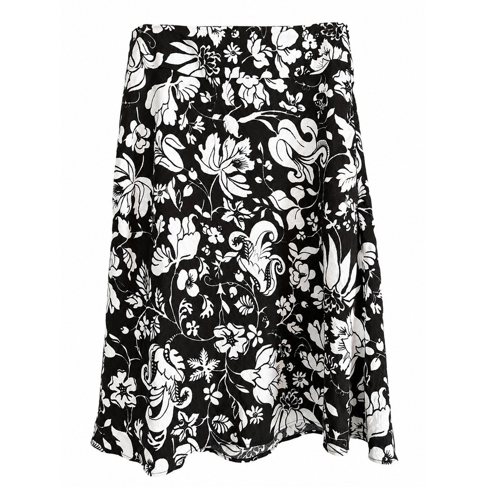 Ann Taylor Floral Linen Blend A-Line Skirt Size 4 Brown Cream Dark Academiah